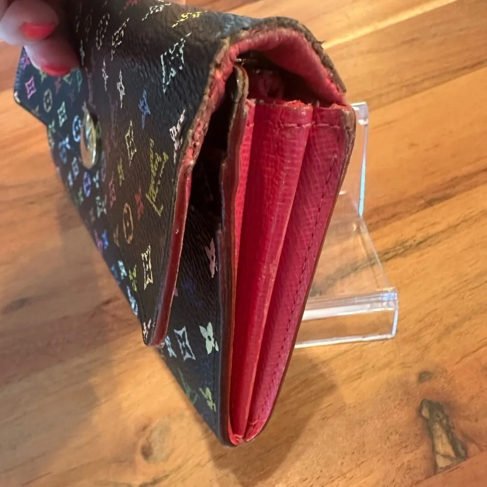 Authentic Louis Vuitton Black Murakami Sarah Wallet